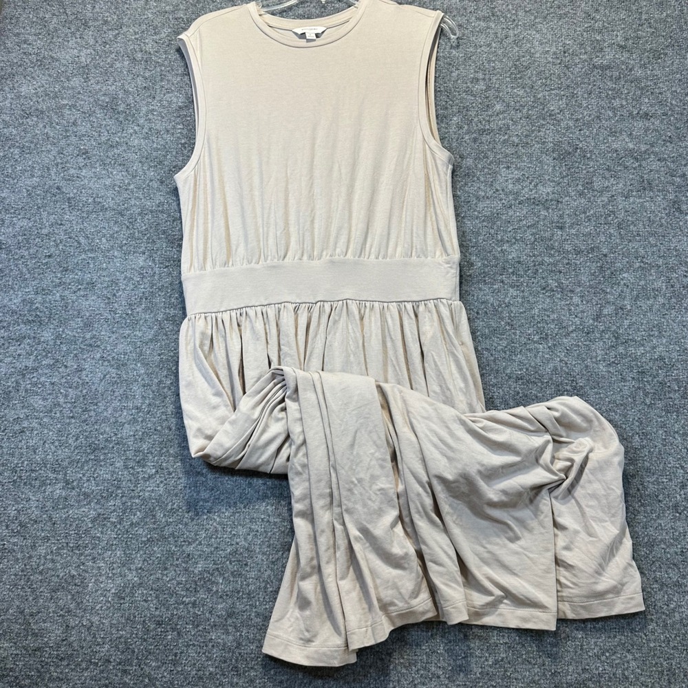 Banana Republic Maxi Dress Womens Large Tan Minimalist Quiet Luxury 773063-02